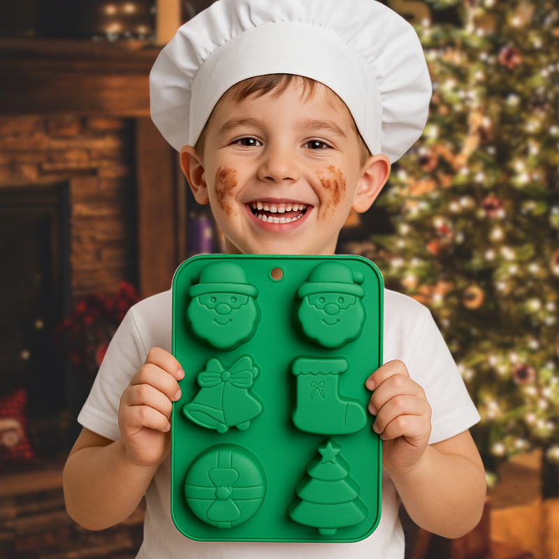 Moldes Navideños de Silicona Para Chocolate, Galletas y Muffins