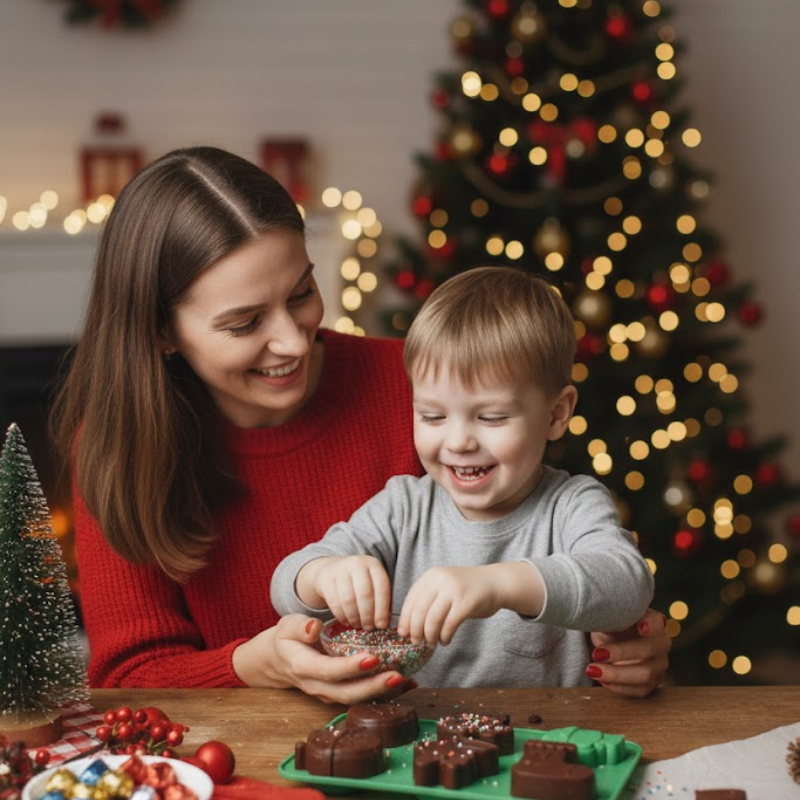 Moldes Navideños de Silicona Para Chocolate, Galletas y Muffins